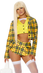 As If Cher Sexy Yellow Plaid Suit Adult Costume