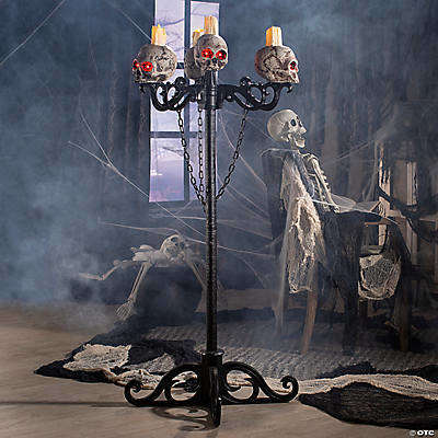 3-In-1 Skull Candelabra Halloween Prop Decoration