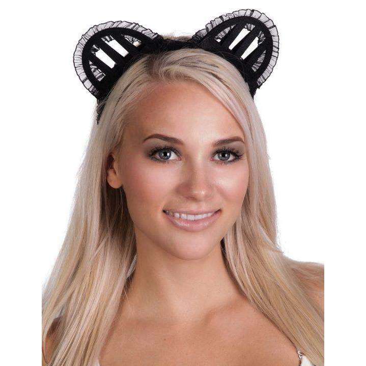 Lace Headband with Striped Ears