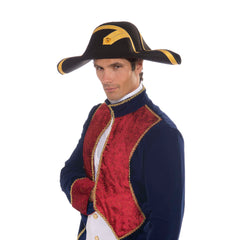 Colonial Admiral Black & Gold Adult Hat