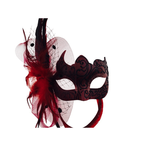 Venetian Mask with Feather and Net Fascinator