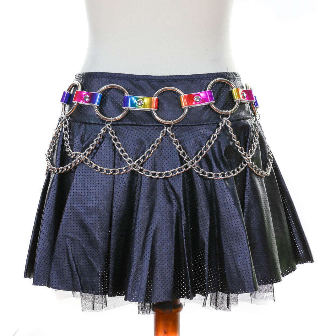 Rainbow Ring Link Belt With Chain
