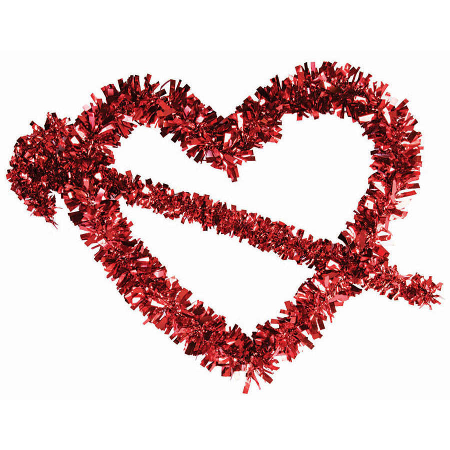 Metalic Red Tinsel Heart And Arrow Valentines Day Wall Decor