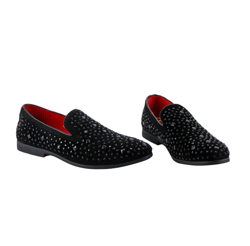 Black Studded Slide In Loafer Shoes