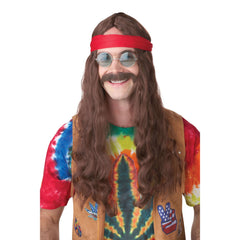 Hippie Man Wig & Mustache Set