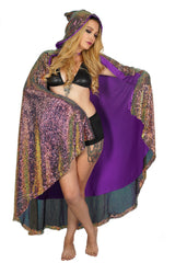 Purple/Gold Sequin Hooded Cape