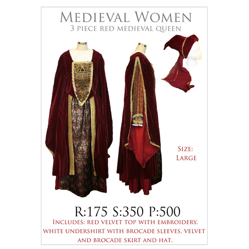 High End Purchase- Medieval Women 3pc Red Queen- L