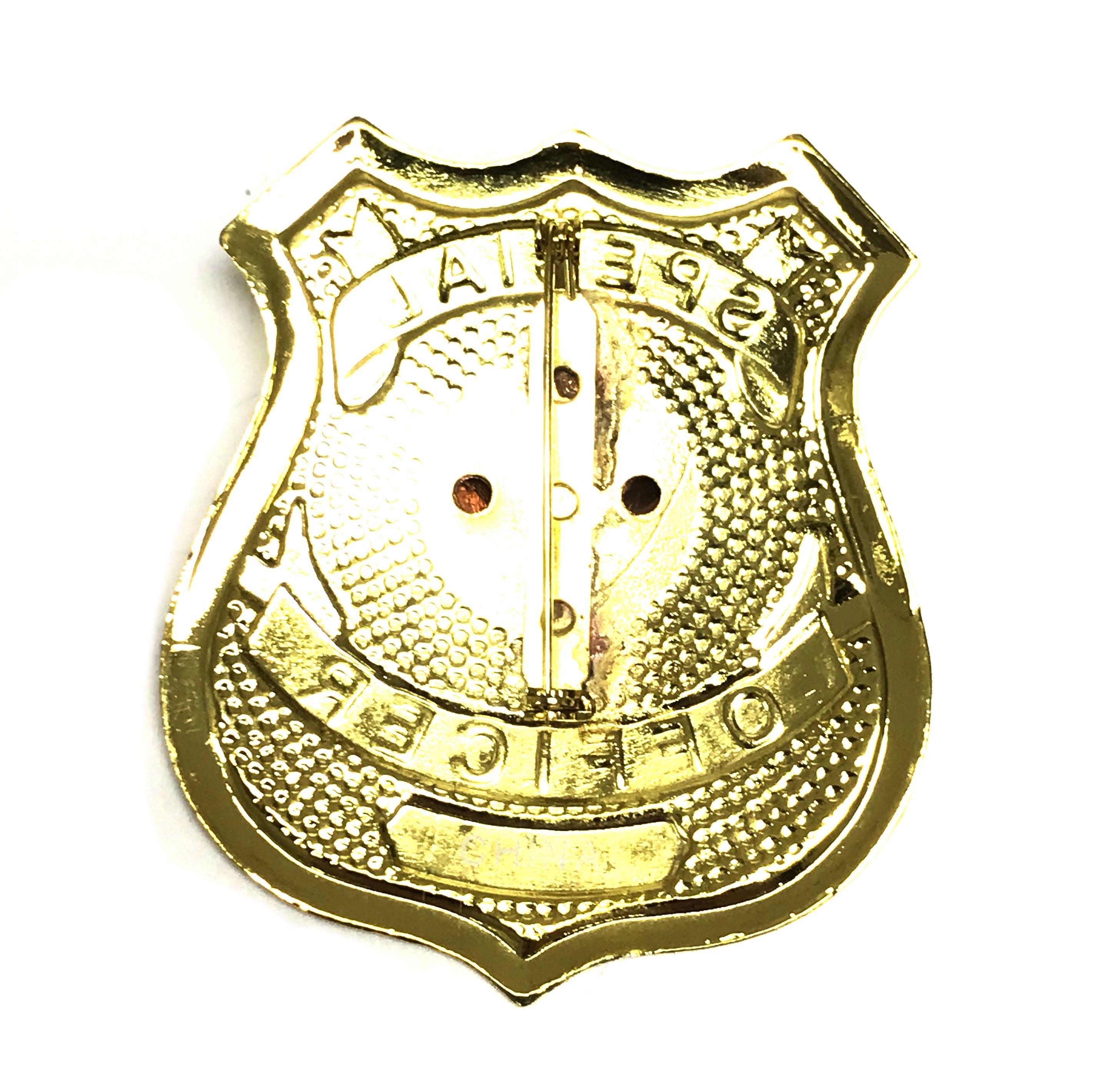 Metal Special Officer Police Style Badge Prop with Pin Back Closure - GOLD