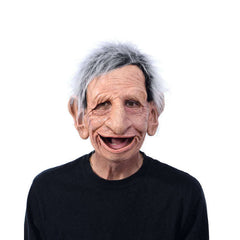 Alfred Goofy Geezer Toothless Old Man Mask with Grey Hair