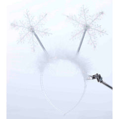 Christmas Snowflake Headband w/ White Marabou Trim