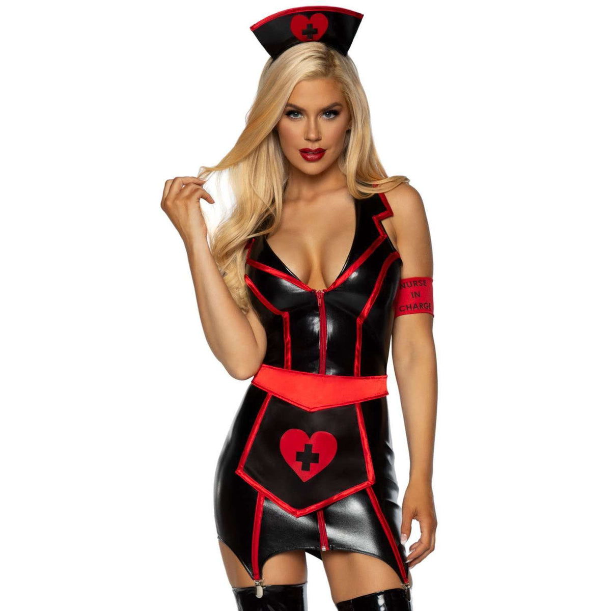 Black w/ Red Accents Sexy Naughty Nurse Adult Costume