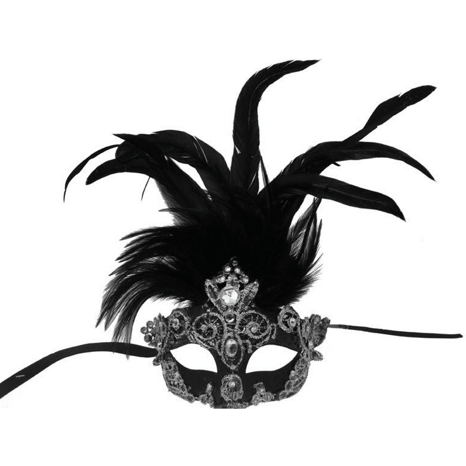 Venetian Mask with Lace and Feathers