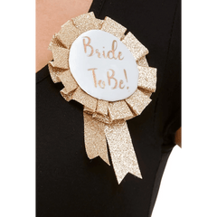 Bride To Be Gold Rosette Pin