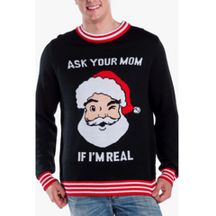 Men's Ask Your Mom If I'm Real Funny Christmas Sweater