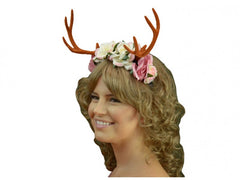 Deluxe Antlers Headband with Flowers