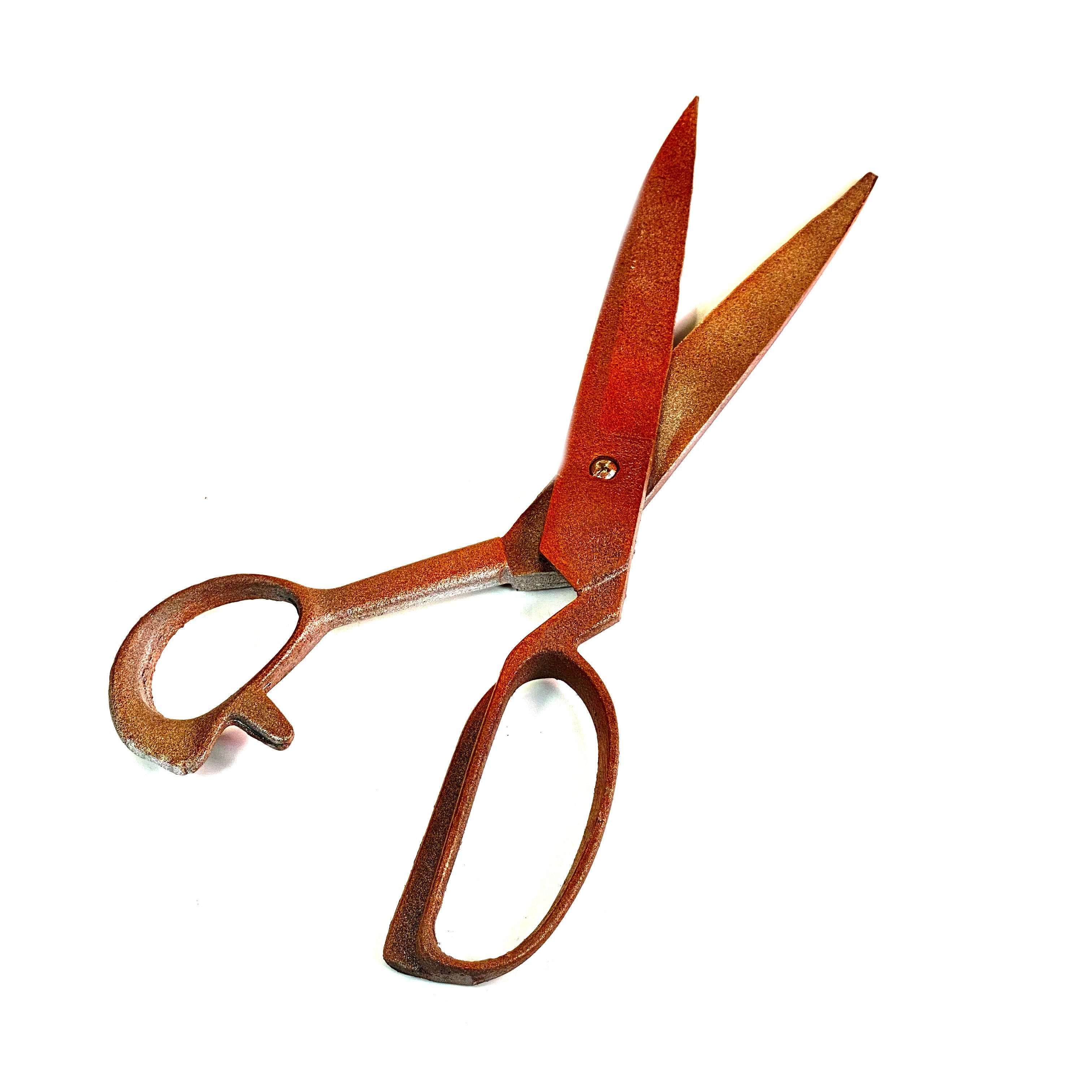 Large Plastic Scissors or Shears with Functional Moving Parts - Rusty - Rusted Chrome