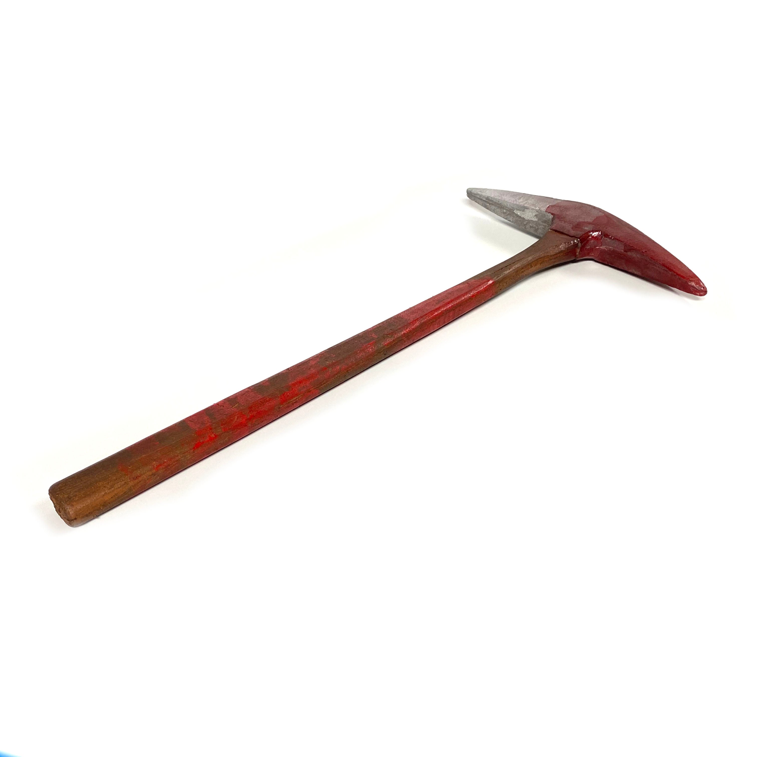 Foam Rubber Hand Pick Axe Stunt Prop - BLOODY - Bloodied Silver Head with Aged Handle
