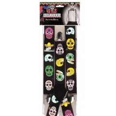 Day of The Dead Adult Sugar Skull Suspenders
