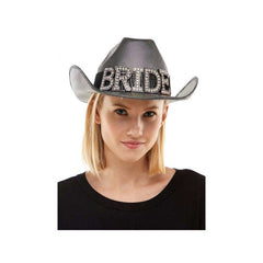 Silver Bride Cowboy Hat with Rhinestones