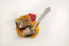 Fake Spilled Tea Bag with Spoon Prop