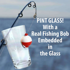 Gone Fishing Pint Glass (16 Oz Beer Glass with Fishing Bob)
