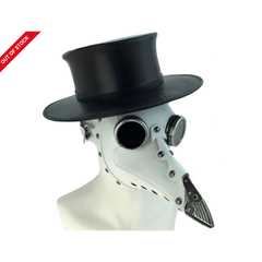 Plague Doctor White Leather With Goggles Mask