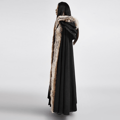 Black Gothic Wool Collar Long Cloak