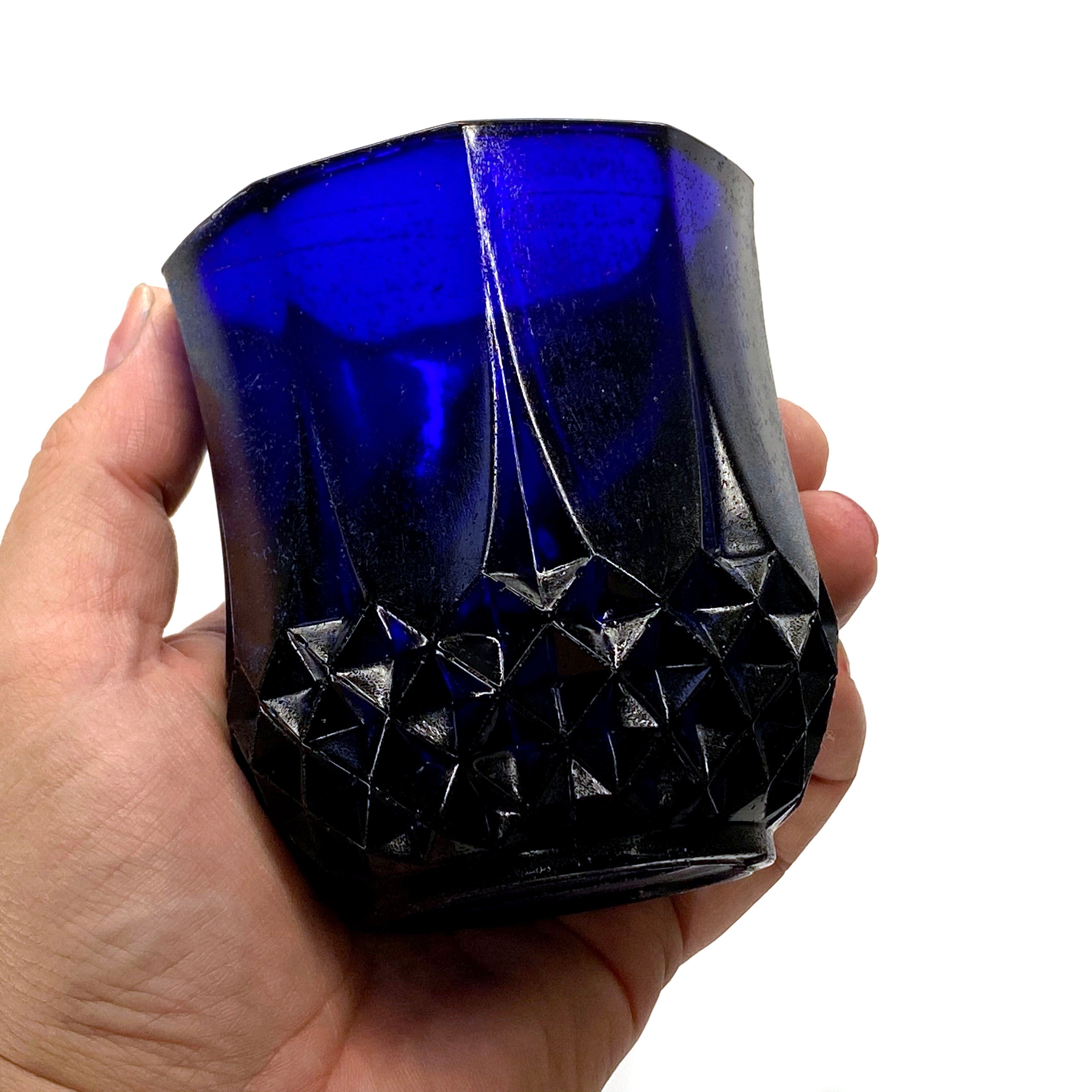 SMASHProps Breakaway Crystal Cut Tumbler Glass - COBALT BLUE translucent - Cobalt Blue Translucent
