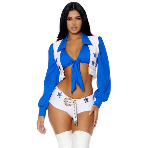 Womens Dallas Cowboys Sexy Cheerleader Halloween Costume Blue