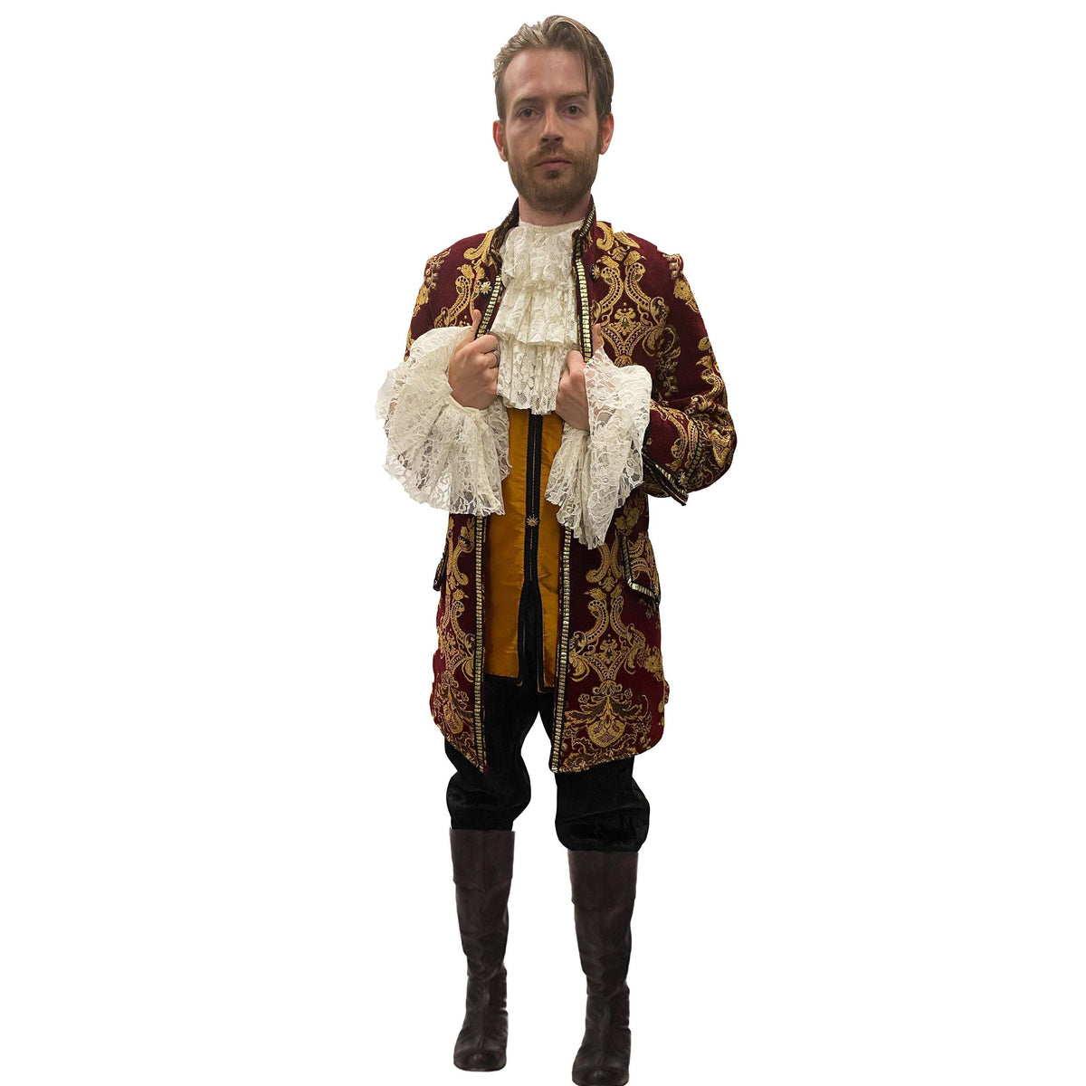 Colonial Burgundy Jacquard Men's Adult Costume