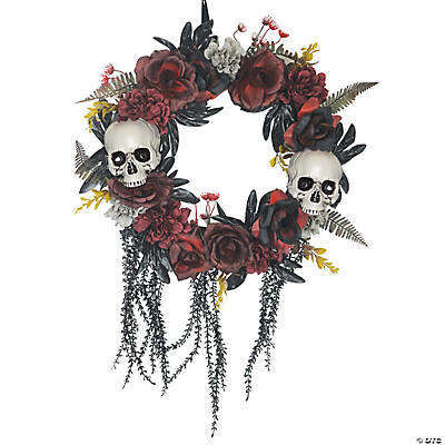 Wreath Skull Roses Halloween Decoration