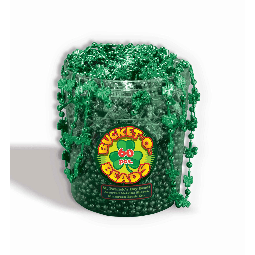 St. Patrick's Day Green Shamrock Bucket-O-Beads (60 Pack)