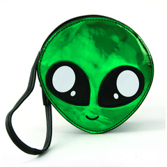 Green Alien Face Wristlet