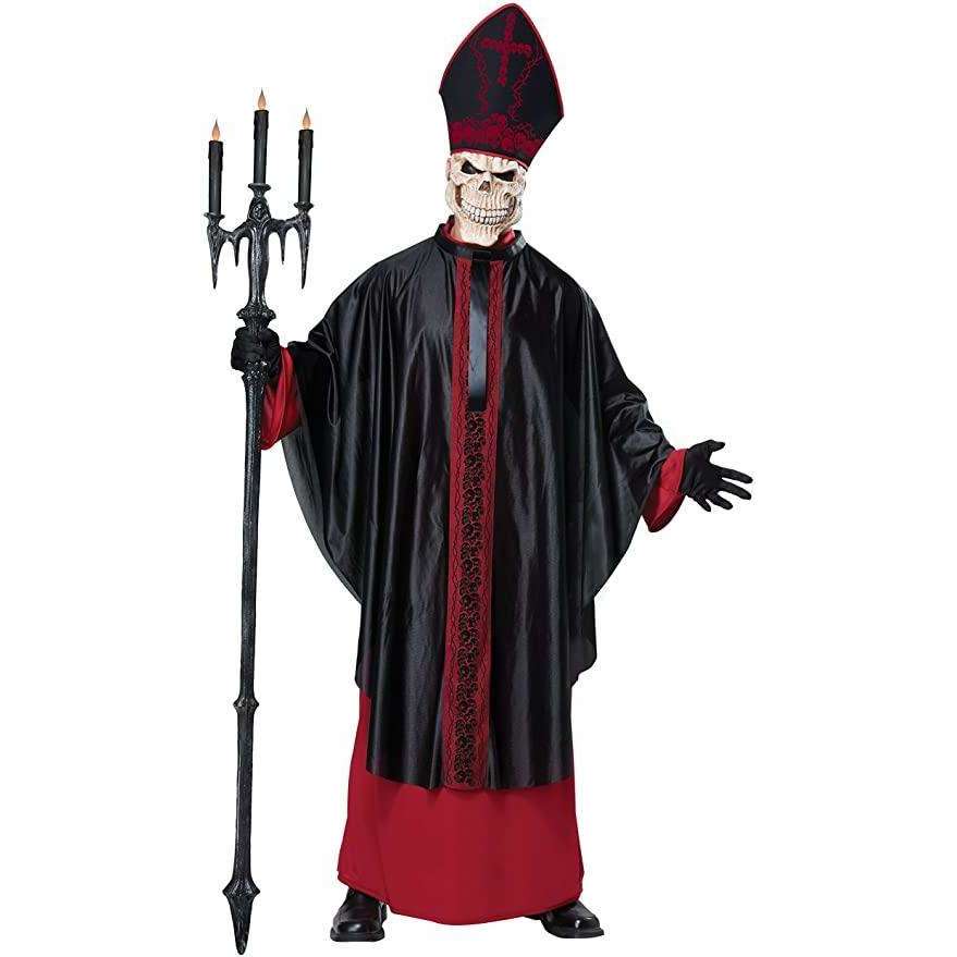 Black Mass Demonic Bishop Adult Costume with Mask and Hat