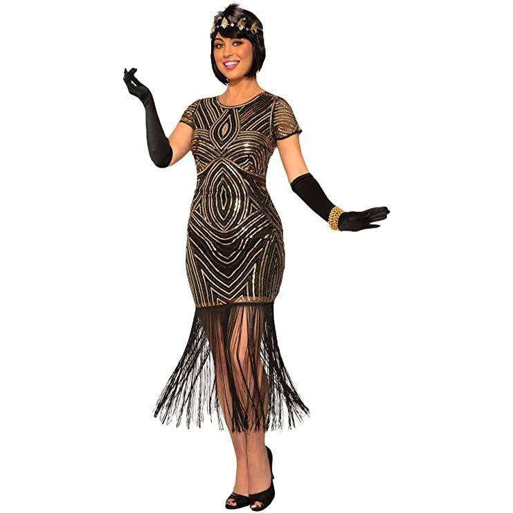 Art Deco 1920s Black & Gold Flapper Adult Costume