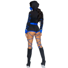 Deadly Dragon Ninja Blue & Black 3pc Women's Sexy Costume