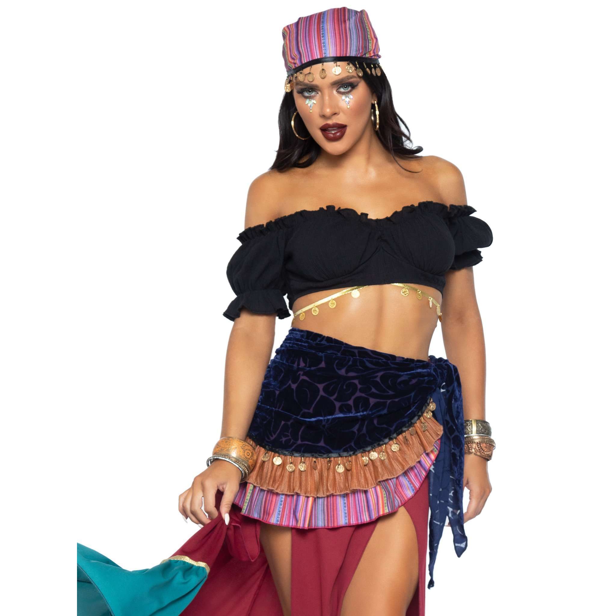 Costume Women Gypsy Belly Dance Accessories Gypsy Head Scarf with Coins  Gypsy Scarf for Women and Girls 