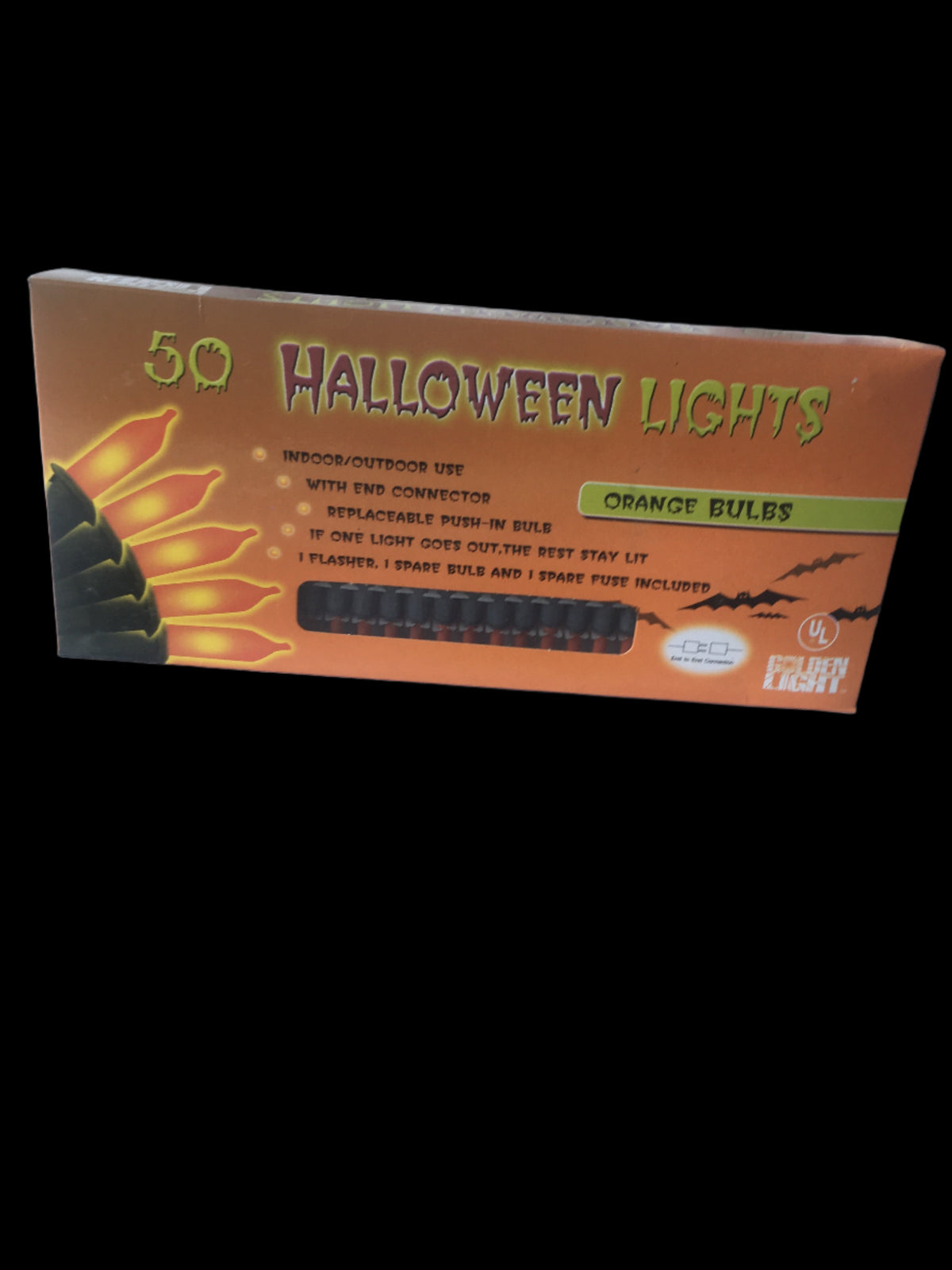 50 Orange Halloween Lights w/ Connector