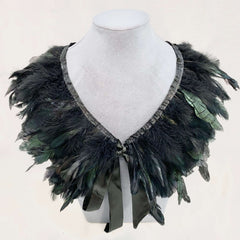 Gothic Dark Green Feather Cape