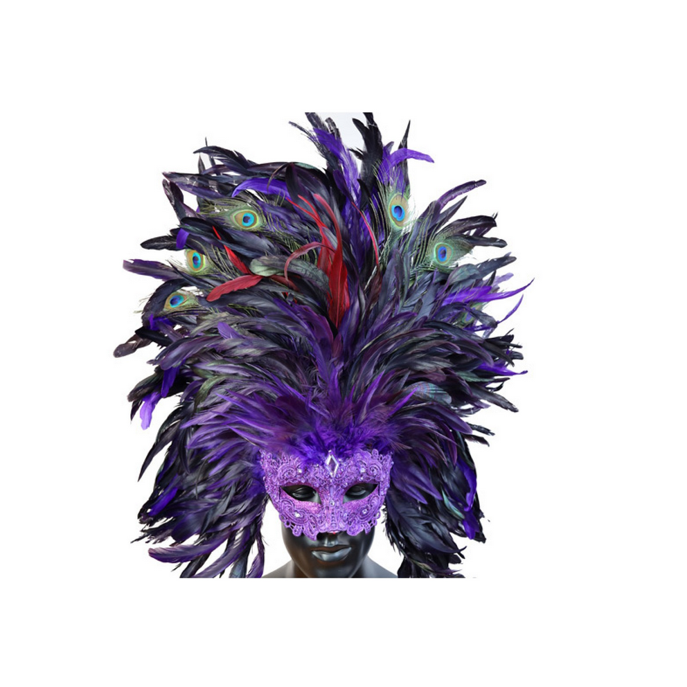 Premium Venetian Party Mask with Feathers