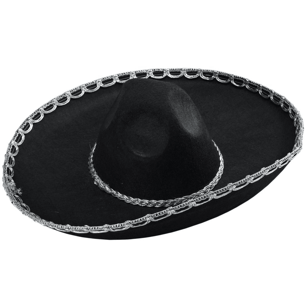 Black Sombrero Hat w/ Silver Trim