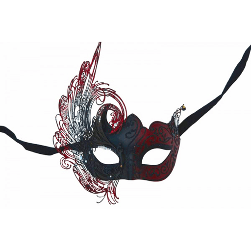 Venetian Mask with Metal Laser Cut Swan