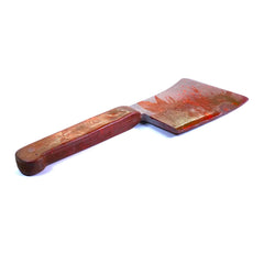Extra Large Foam Rubber Butcher's Cleaver - BLOODY - Bloodied Silver Blade with Brown Handle