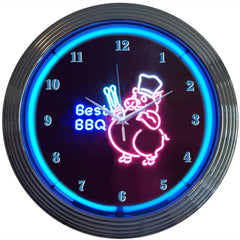 Bbq Pig Neon Clock