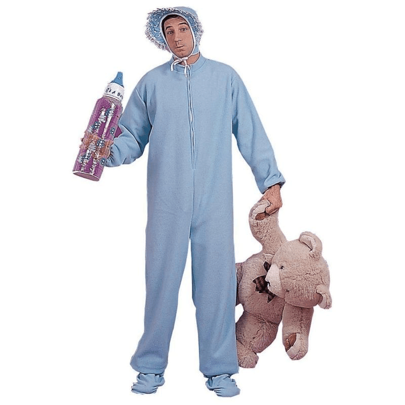 Blue Giant Baby Jammies Adult Costume w/ Oversized Baby Bonnet