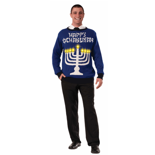 Menorah "Lightup" Ugly Hanukkah Sweater