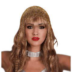 Stretchy Mesh Gold Beaded Headpiece