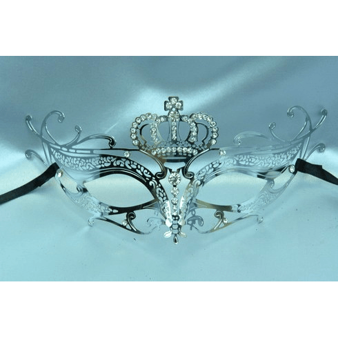 Laser Cut- Metal Mask with Diamonds & Crown