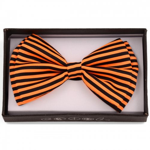Black and Oranged Striped Bowtie
