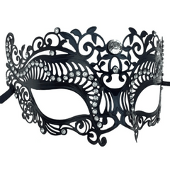 Black Laser Cut Metal Mask with Clear Diamonds